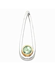 18K Two-Tone Gold Prasiolite (Green Amethyst) Pendant -- LIFETIME WARRANTY