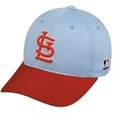 MLB Cooperstown ADULT St Louis CARDINALS Light Blue/Red Hat Cap Adjustable Velcro TWILL Throwback