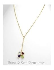 Amethyst Necklace In Brass