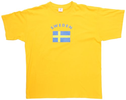 Coole-Fun-T-Shirts Herren  SCHWEDEN T-SHIRT MIT FLAGGE, GELB, XL