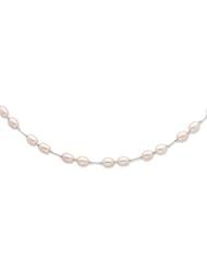 Sterling Silver 18in 6-7mm Pink Freshwater Cultured Pearl Necklace.