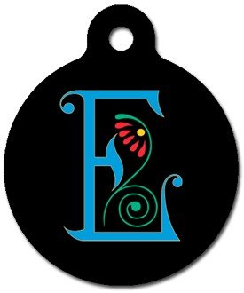 Monogram Letter E Pet ID Tag for Dogs and Cats