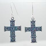 Sterling Silver and Patina Cross Earrings,#9135