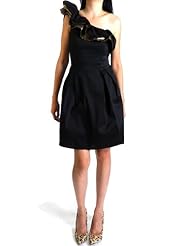 One Shoulder Pleated  Cocktail Acetate/Metallic/Nylon/Polyester/Spandex/Taffeta  Dress With Ruffles