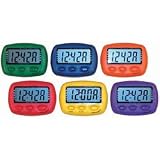 Pedometer - Set - Economy Colored Pedometers, Set of 6 (1 ea. Color) - Timing Aids