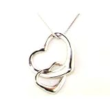 Luxury Ladies Solid Sterling Silver Unusual Twin Double Floating Heart Pendant 16 Sterling Silver Chain Necklace Ideal For Christmas Birthday Anniversary Or Mothers Day Gift