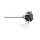 1/4 ct.t.w. Single Black Diamond Solitaire Earring in 14k White Gold