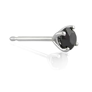Buy 1 4 ct.t.w. Single Black Diamond Solitaire Earring in 14k White Gold by Amour Jewelry