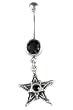 Stainless Steel Gothic Belly Ring with Black CZ - Star