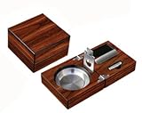 Folding Wood Cigar Ashtray W/ Cutter