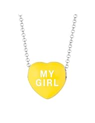 Yellow Enamel "My Girl" Sweethearts Sterling Silver Necklace, 16 Inch