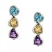 Amethyst, Topaz & Citrine Three Heart Dangle Earring Studs