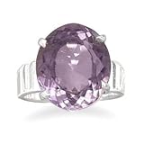 Oval Faceted Amethyst Ring in Sterling Silver