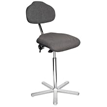 Milagon Neutra WS1611-G Gray Workseat on Cast Aluminum 5 Star Base Electrostatic Chair with Conductive Glides, High Profile, 24"-34" Adjustment Height