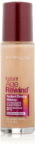 Maybelline New York Instant Age Rewind Radiant Firming Makeup, Sandy Beige 220, 1 Fluid Ounce