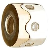 Authentic CHAMILIA KD-69 Charm Bead Sterling 14K GOLD TWIST with Crystals fits Pandora Gift Boxed!