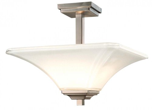 Minka Lavery 1816-84, Agilis Square Glass Semi Flush Lighting, 2 Light, 200 Total Watts, Nickel
