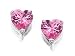 Silver Pink Cubic Zirconia Heart Stud Earrings