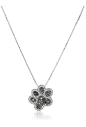 Sterling Silver Black and White Diamond, Dog Paw Pendant Necklace (1/10 cttw I-J Color, I2-I3 Clarity), 18"