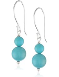 Sterling Silver Lever Back Stabilized 6mm and 4mm Turquoise Bead Snowman Drop Earrings