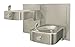 Haws 1117L Dual Satin Finish 14 Gauge 304 Stainless Steel "Hi-Lo" Barrier-Free Wall Mounted Drinking Fountain with Back Panel (Mounting Frame Not Included)