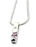 White Ice - Sterling Silver Stylish Bar with Pink Topaz and Diamond Pendant and 18 Necklace