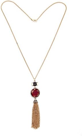 Yoyodong Women's Vintage Ruby Tassel Pendant Long Necklace,28''