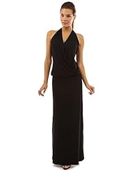Rayon/Spandex Halter Elasticized   Waistline Wrap Maxi Dress 