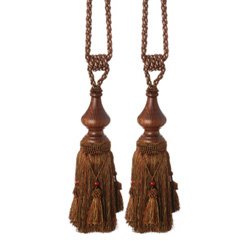 Pair of Brown Gold and Antique Brown Tassels by Luxury Lane