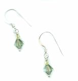 Baerreis - Delicate Small Sparkling Green Swarovski Crystal Drop Earrings on Sterling Silver French Earwires - Hand Crafted Artisan Jewelry USA