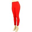 Thin Summer Leggings Stretchy Crystals Studded Red