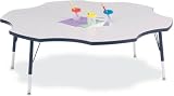Jonti-Craft 6458JCE112 Kydz Activity Table - Six Leaf - 60 Inches, 15-24 Inches High - Gray/Navy