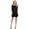 Star Vixen Women’s Longsleeve Ponte Skater Dress With Belt, Black, Small