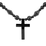 Hematite Necklace 16-18 Inches in Length - Cross