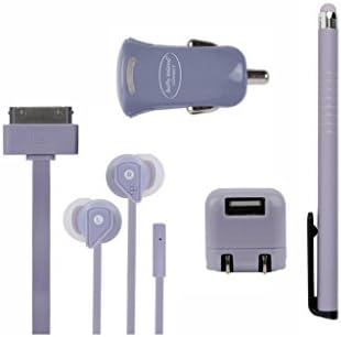 kathy ireland CONNECT Mobile Travel Kit Collection for Apple iPhones. Comes with a 30 Pin Charge and Sync Cable, Home and Car USB Chargers, Earbuds and a Stylus