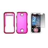 Hot Pink Rubberized Snap-On Cover Hard Case Cell Phone Protector + LCD Scre ....