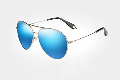 Sunglasses female polarized sunglasses female tide drove round face color film toad glasses (Silver frame Blue Lens)