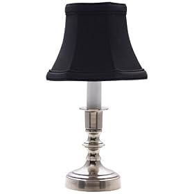 Pewter Black Shade Candle Light Accent Lamp
