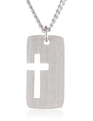 Bob Siemon Sterling Silver Open Cross ID Tag Pendant Necklace, 20"