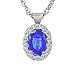 14K White Gold Round Diamond & Oval Blue title=