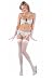 3 PC. Bra and garter set with rococo floral embroidery, satin