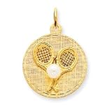 14k Racquets with Cultured Pearl Charm