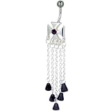 Pugster Belly Navel Ring Amethyst Purple Celtic Cross Chandelier February Belly Navel Ring Body Jewelry