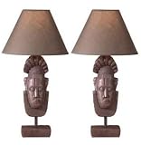 Review Jed Mart 35358 / 1 Pair 2 African Tribal Mask Table Lamp Lighting Lights NEW