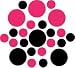 Set of 30 - Black / Hot Pink Circles Polka Dots Vinyl Wall Graphic Decals Stickers