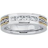 14K Two Tone Gold Diamond Duo Ring