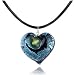  : AKUAMARINA SILVER LEAF MURANO GLASS HEART PENDANT NECKLACE BLUE/GOLD