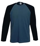 Long sleeve baseball t-shirt Steel Blue and Deep Navy Large (41 - 43 inch chest)