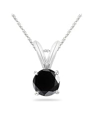 3/4 (0.71-0.80) Cts AA Round Black Diamond Solitaire Pendant in 14K White Gold
