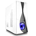 Casecom Shiny White Mid Tower Case with Front 120mm Red LED Fan - with  500 Watt PSU 20-24 Pin Sata